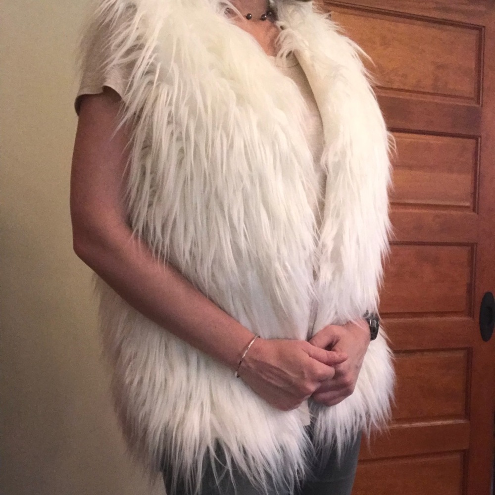 Fabulous synthetic white “fur” vest